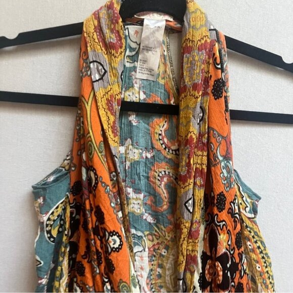 Free People patterned boho open knit paisley floral vest rayon cardigan One Size - Picture 5 of 10